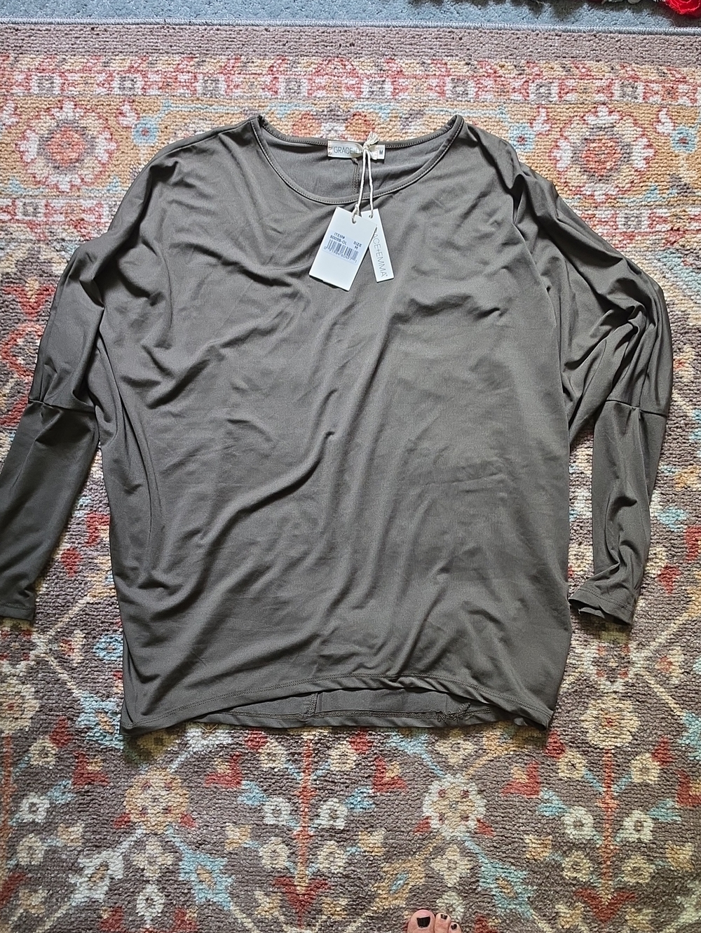 Everyday Drapey Long-Sleeve Top in Olive